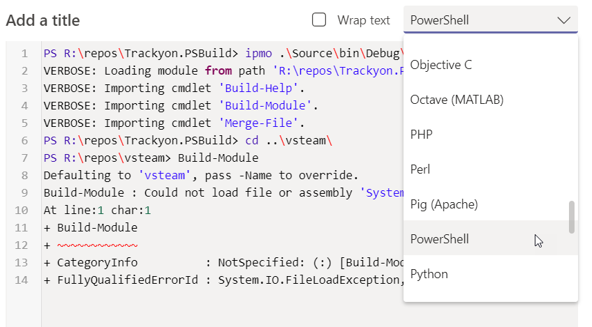 Did you know in <a href="/MicrosoftTeams/">Microsoft Teams</a> you can format code snippets?