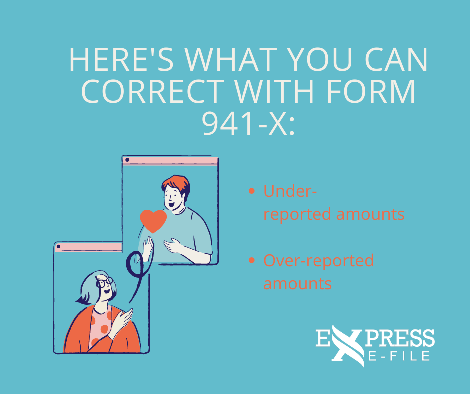 ExpressEFile's tweet photo. With #Form941X you can fix over-reported amounts, under-reported amounts, or both.
https://t.co/bsvkcNxUha https://t.co/BKjkqqIB4k