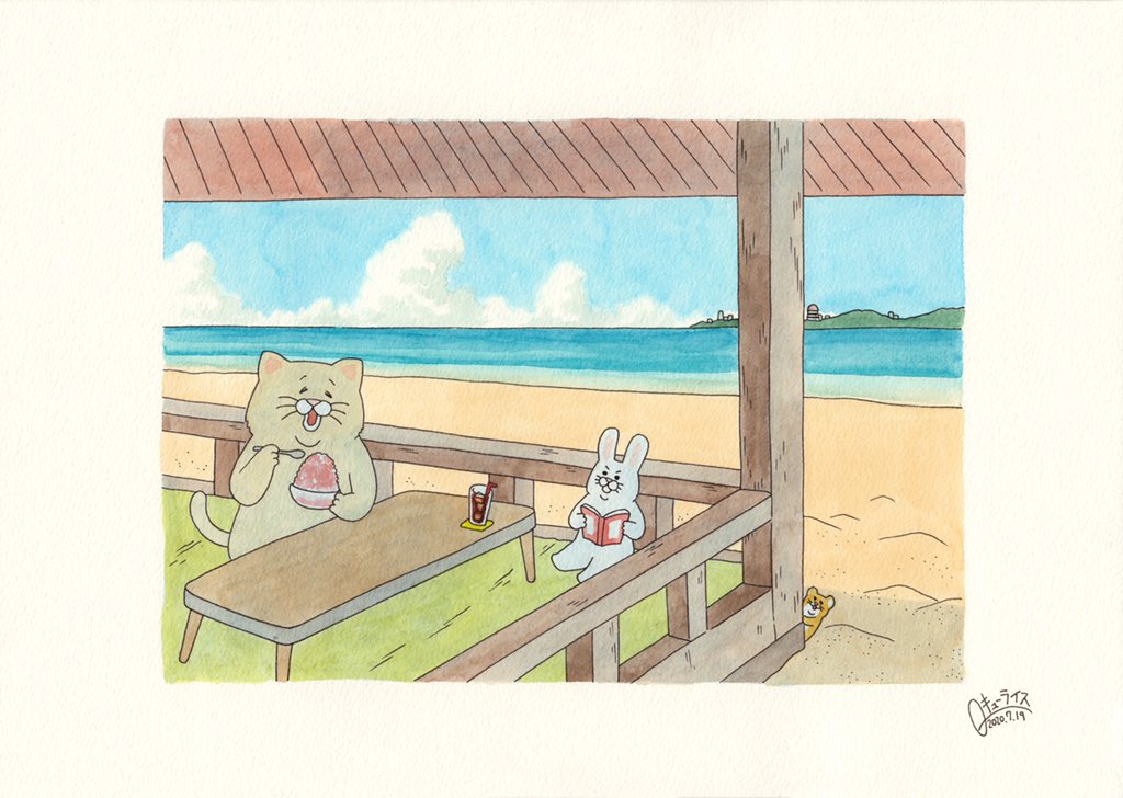no humans food outdoors shaved ice rabbit beach ocean  illustration images