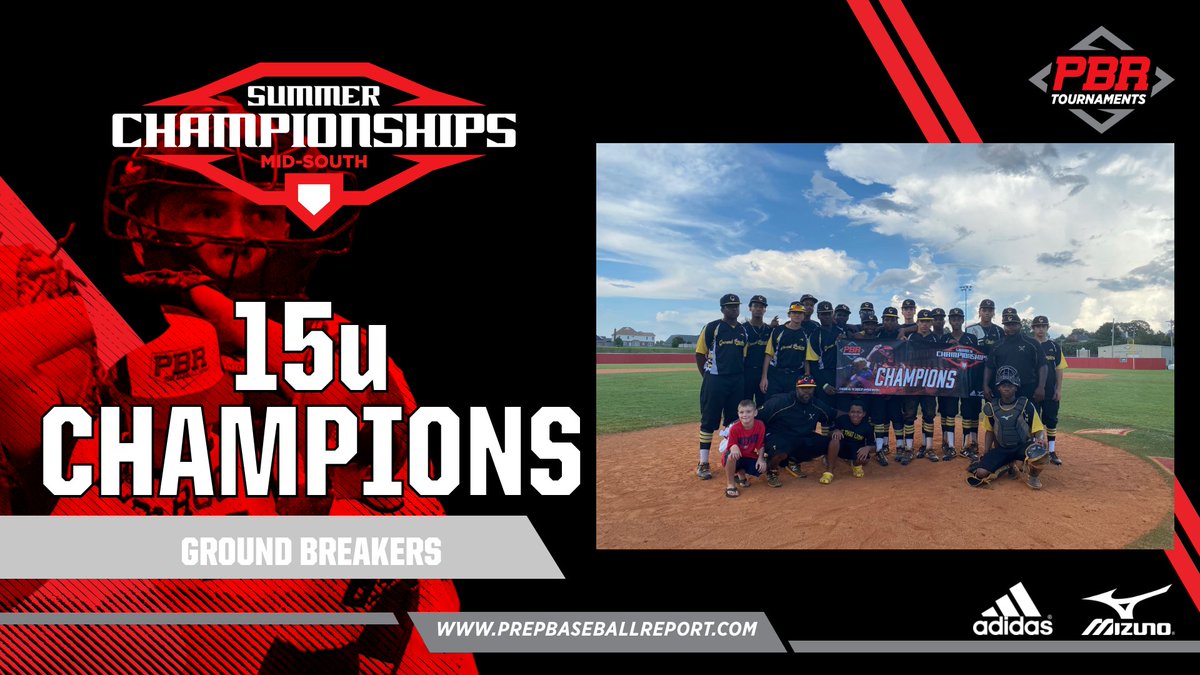 CHAMPS🏆

Congrats to Ground Breakers on winning the Mid-South Summer Championship @PBRTennessee 

Impressive weekend by the team from Washington DC, finishing 4⃣-0⃣ and only allowing 2⃣ runs all weekend @PBRVirginiaDC <a href="/jerry_shank/">Jerry Shank</a>