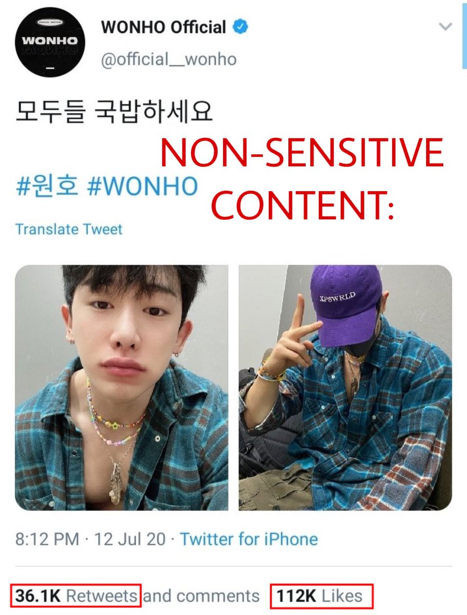 RamenhaeMXMB's tweet photo. COPY-PASTE &amp; REPLY:
Hello @eshygazit 
Pls verify the settings of @official__wonho twt account to help in removing sensitive media issues occuring which is preventing his posts getting engagements. His debut is coming soon &amp; this can affect his position in social media chartings. https://t.co/VL3ly4JSUU