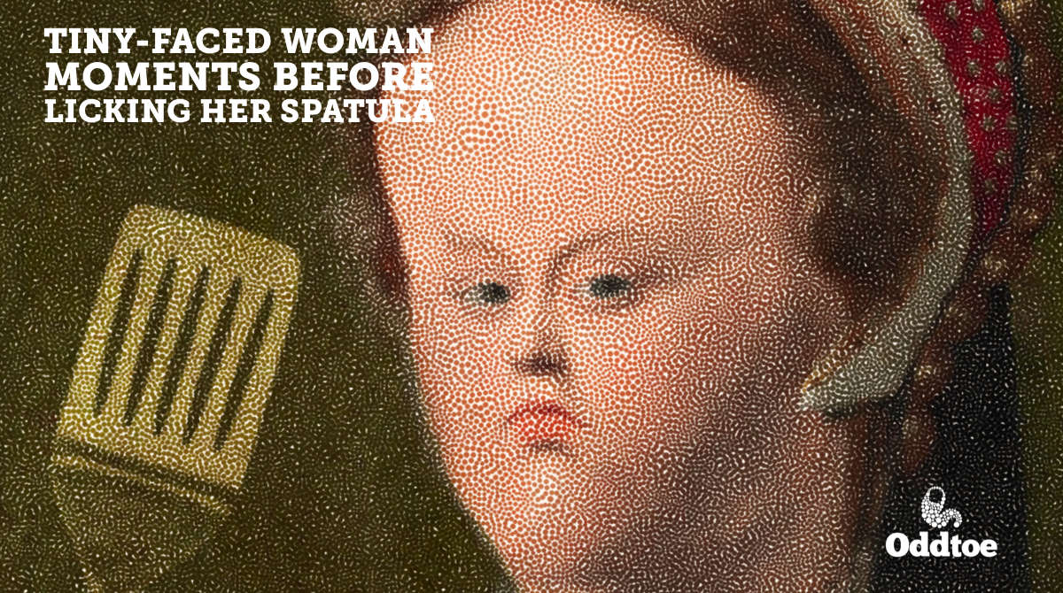 Oddtoe's tweet photo. I also thought to call this work, “Shrunken-faced Woman Caught in the Middle Of a Staring Contest with a Spatula.”
#renaissanceart #spatula #newartwork #newart #artcollector #utensils #comedicrelief #oddtoe @Oddtoe https://t.co/nQHXoTtou9