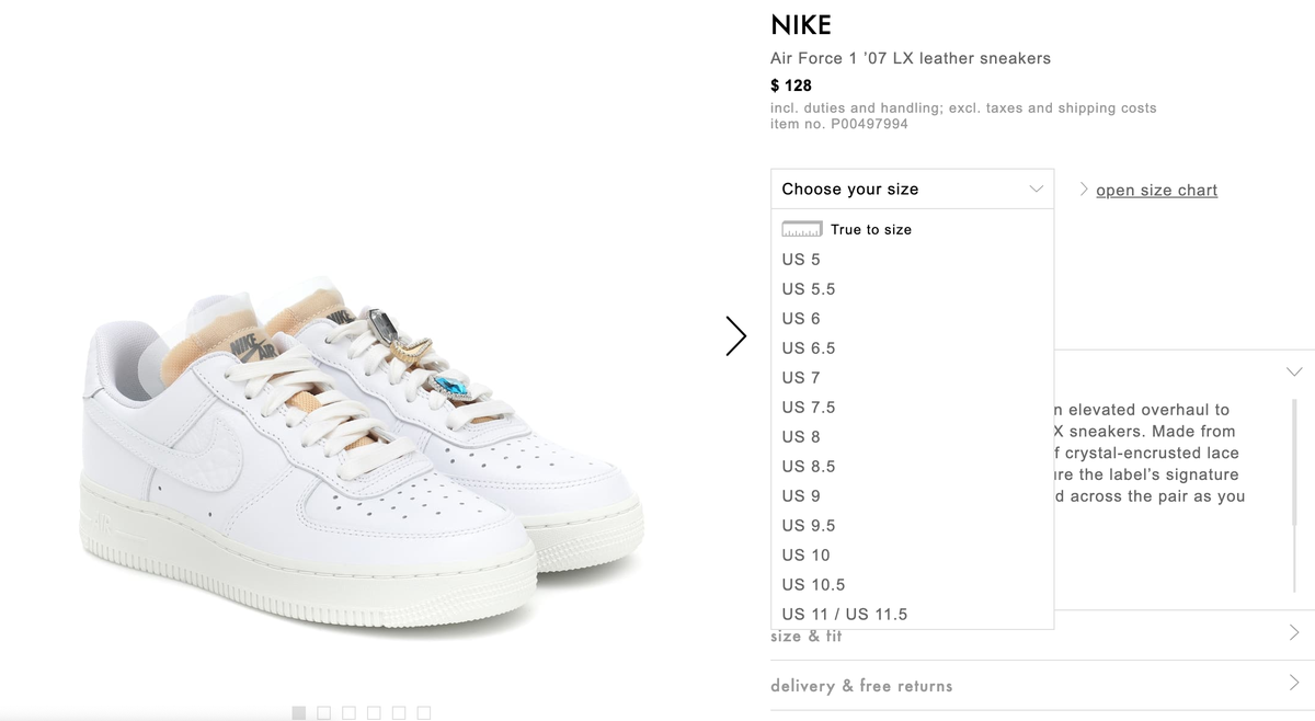 nike air force 1 size guide