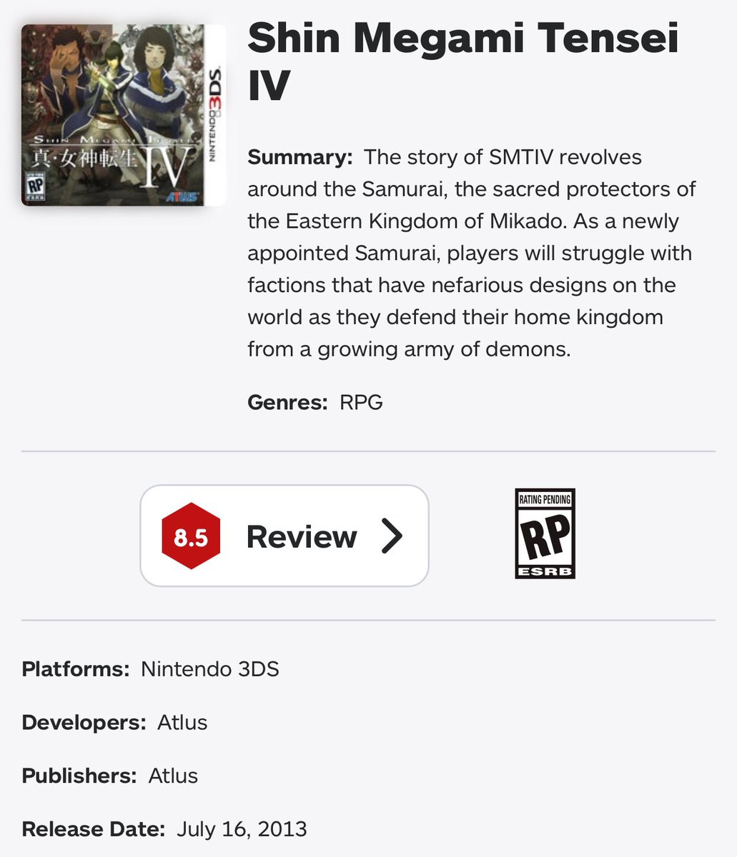 IGN thinks Shin Megami Tensei IV (#ShinMegamiTenseiIV) is worse than Fortnite