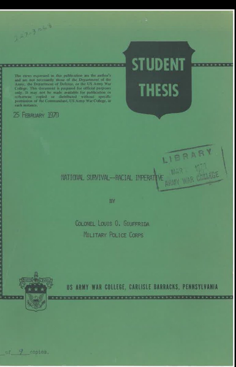 87. His disgraced FEMA director,who was later forced to resign, in 1970, wrote a thesis outlining a military plan for the forcible relocation of millions of black Americans to concentration camps in the event of a national emergency involving racial strife.(h/t  @malpertuis)