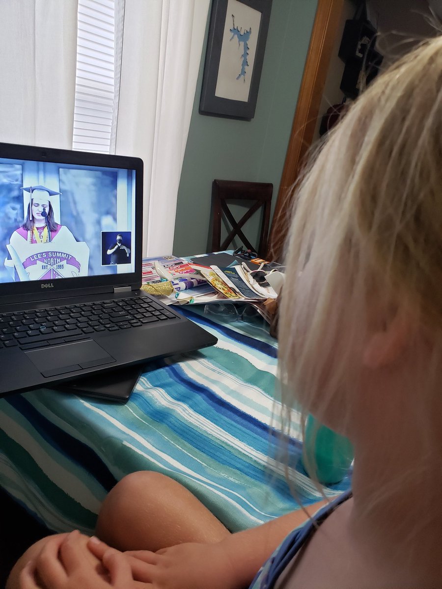 ProfesoraWick's tweet photo. Watching @lsnbroncos graduation ceremony. She will be in kindergarten in August and is super excited to see our neighbor walk across the stage. #MadeinR7 #r7proud https://t.co/nJ5qO6APDm