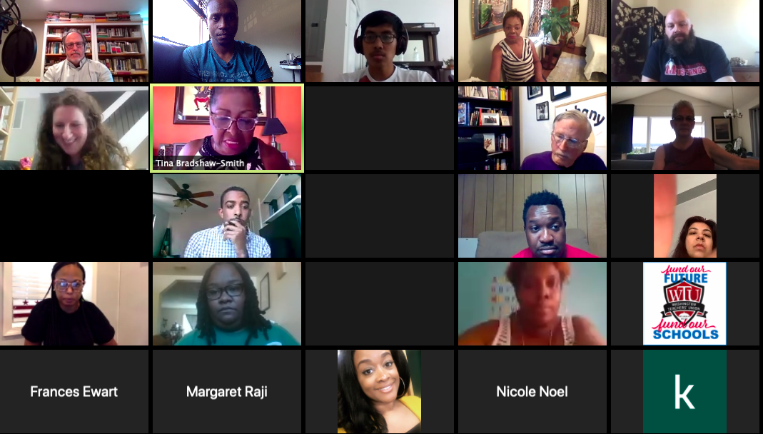 ValentineforDC's tweet photo. There are some serious conversations about how dangerous & fast COVID-19 can travel from classroom to classroom within a matter of minutes.
Thank you @WTUTeacher for hosting this critical roundtable entering teacher, students, & parent's voice.
#OnlyWhenItSafe https://t.co/klQCgN4Pq3
