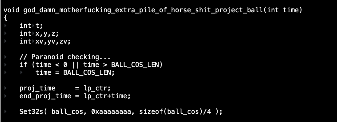 screenshot of code with a LOT of swears