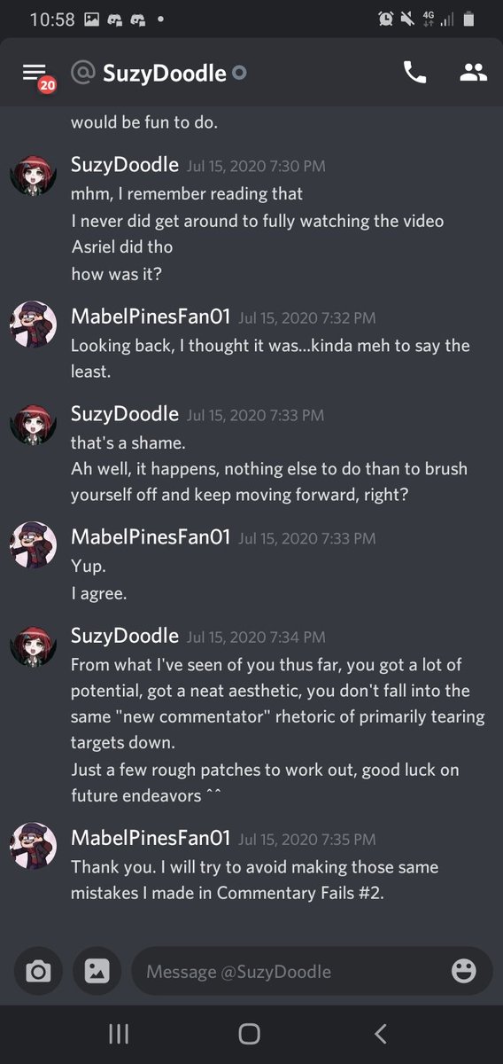 For starters, I think  @Doodletones deserves some praise for being the motherly saint in the CC that she is now. I watched her comm on me and it felt like a weight had been taken off my shoulders. I even remember talking to her on Discord a few days back and it was cathartic.