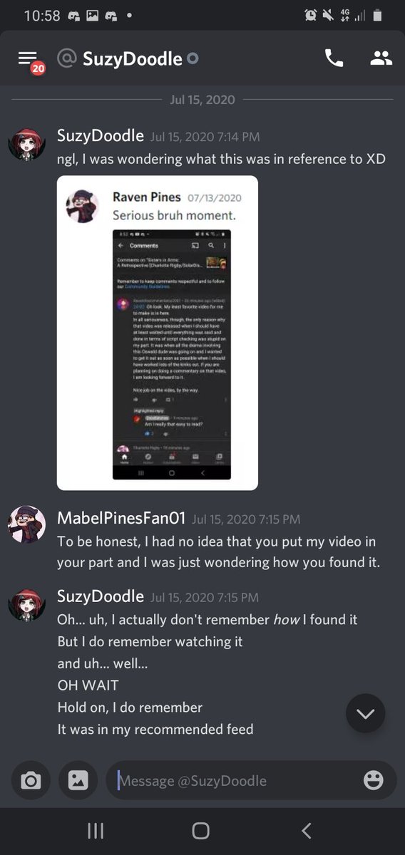 For starters, I think  @Doodletones deserves some praise for being the motherly saint in the CC that she is now. I watched her comm on me and it felt like a weight had been taken off my shoulders. I even remember talking to her on Discord a few days back and it was cathartic.