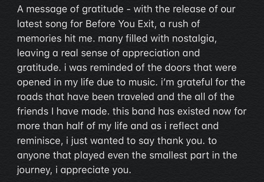 A message of gratitude