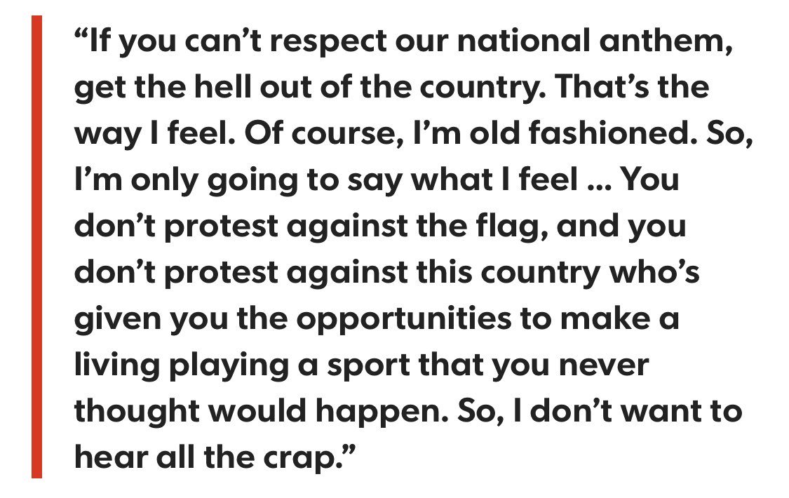 You really gotta love this prevalent notion that America does athletes a *favor* by paying them to break their bodies for our entertainment. 

This country was founded on a protest. Fuck off already, Mike Ditka.