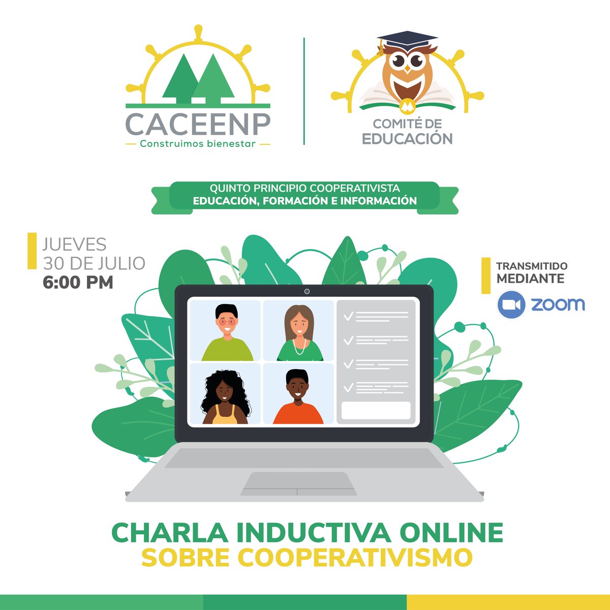 CoopCaceenp's tweet photo. El Comité de Educación de #CACEENP le invita a nuestra Charla Inductiva de Cooperativismo Básico Virtual, por medio de la plataforma Zoom.
Si desea participar puede registrarse por medio de este enlace:https://t.co/CmnxcMOM43
Cualquier duda llamar al:
2626-9010 extensión 155 https://t.co/4O5IjHqiOR
