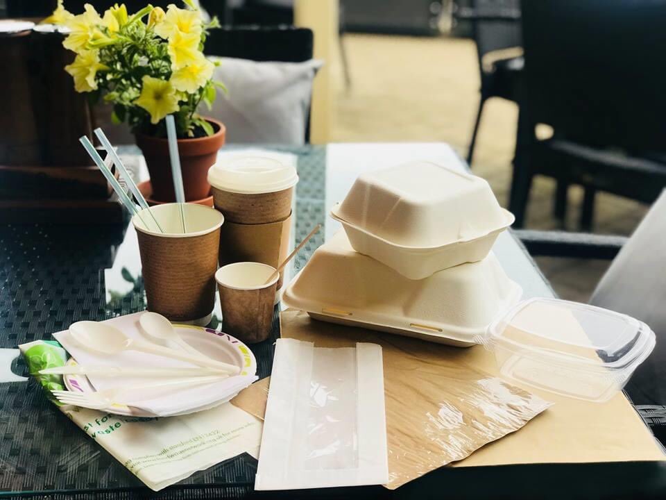 All of our Takeaway packaging is fully compostable. Our burger boxes, coffee cups, straws, stirrers, lids, salad boxes, plates, napkins, cutlery, carrier bags &amp; food bags are made from renewable, lower carbon or recycled materials which can be fully composted with food waste.