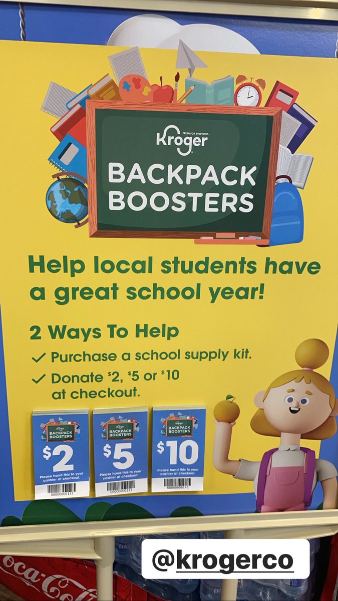 TheresaRockFace's tweet photo. ... @LatinaGirlCC & I were at @kroger to support their #BackpackBoosters! Each kit is $7! That’s it. You can also make a donation at checkout. These back to school kits are handed directly to students in our city. We bought some and now it’s your turn! https://t.co/BSySgjuyXh