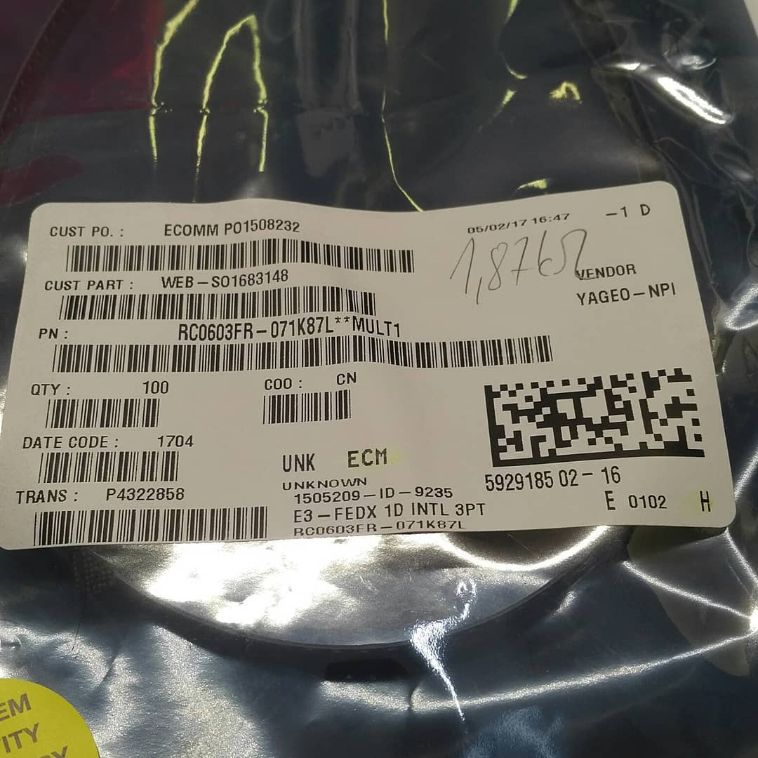 tamhanna's tweet photo. Pick an #electronicsdistributor not only on price, but also on #packaging. If the #antistaticbag does not have a good label, you will lose a lot of time during #prototypeassembly. I dug through a gaggle of #antistaticbags from Arrow Electronics,…
📸 https://t.co/04g3TW8nY7 https://t.co/l6ldIQ4nxe