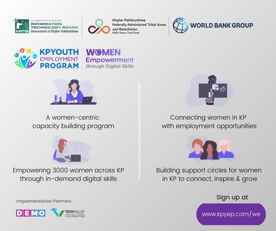 Inclusion of women in the workforce has a multiplier impact on GDP. KPITB's commendable efforts toward capability development and creating employment opportunities for women in KP takes us a step further in our #DigitalPakistan journey. ➡️ Sign up now: kpyep.com/we