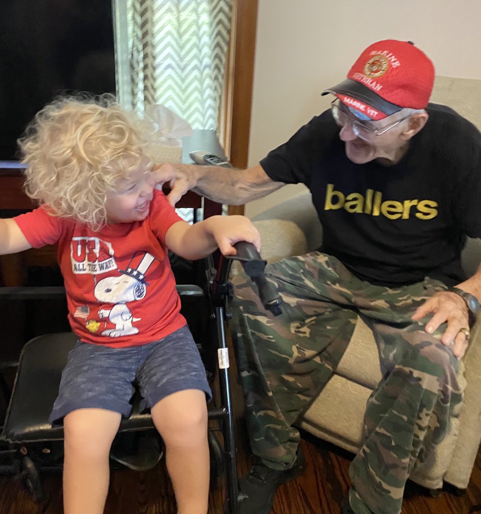 WWEArmstrong's tweet photo. Awesome Sunday watching my Dad spend time with my G-boy, his Great Grandson! #BulletBob is a baller till the end!!!  @BallersHBO @TheRock #HappySunday 😎 https://t.co/vTiIRnnuUN