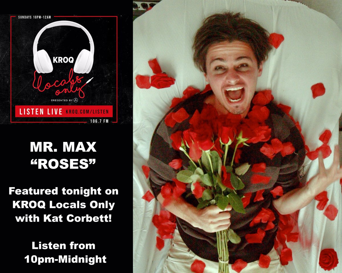 mr_max_music's tweet photo. My song “#Roses” is airing on @kroq #LocalsOnly Tonight! Tune to 106.7FM 10pm-Mid to catch it, along w/ tons of other great bands🤘
Huge thanks 2 @KatCorbett for spinning the song, I’ll be dropping the #newmix Fri 7/31!
#kroq #kroqlocalsonly #losangelesmusic #punkrock #tunein https://t.co/5UwXW0IKZ1
