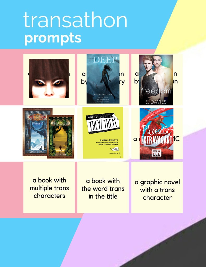 vysiil's tweet photo. Another #transathon update! I'm hoping to read at least one more book with a trans character, but I don't think it would apply to any of the last squares I'd need to fill out. I'm happy with what I did read though, I was able to focus a lot more on the challenges than I thought! https://t.co/qXNMksglaZ