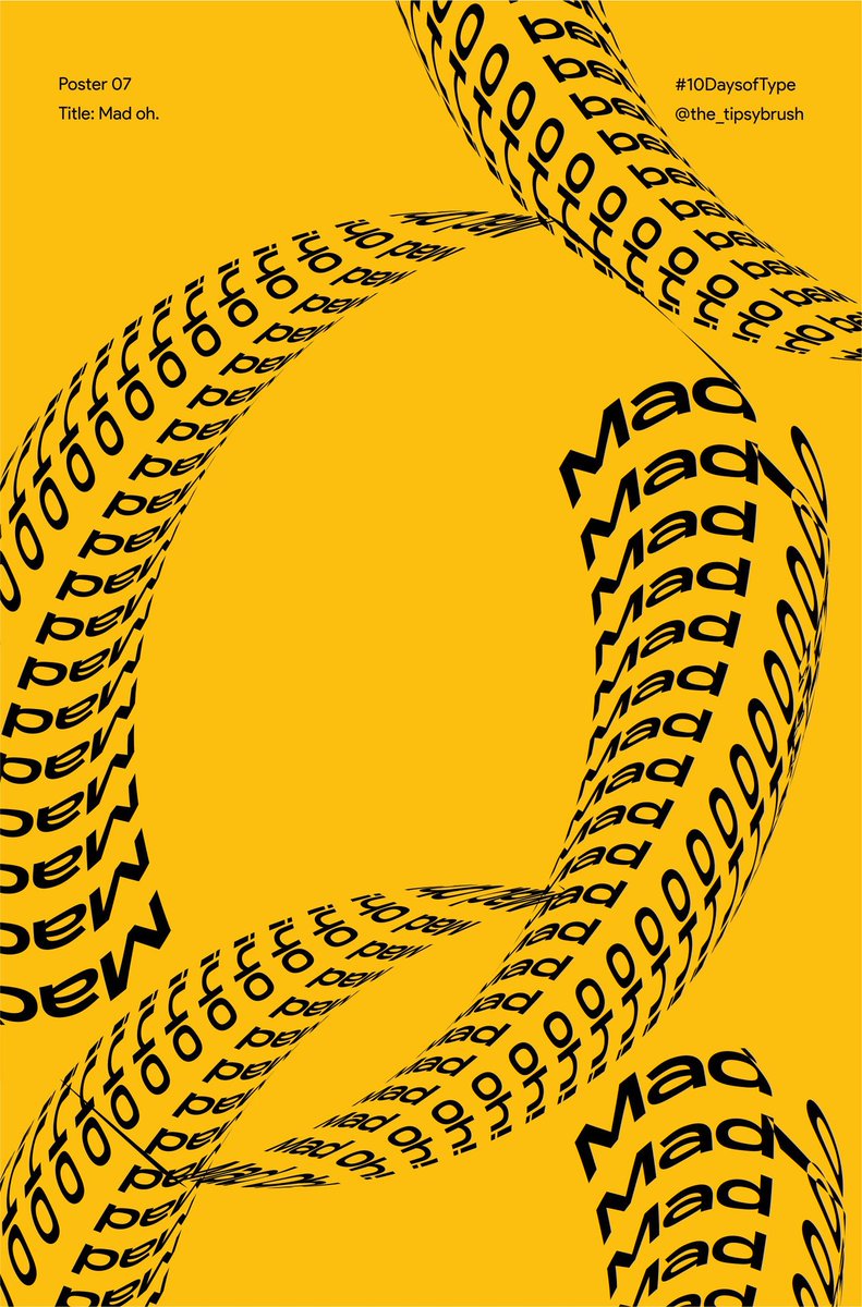 the_tipsybrush's tweet photo. Day 7; Mad oh!
This was really of product of different kinds of explorations. Just kept playing around till I saw something and I said mad oh.
That was when I knew this was it.😂
#10DaysofType https://t.co/5eGCsA31kC