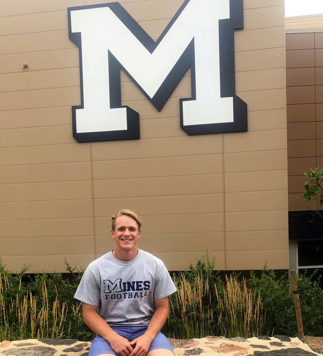 KadeBessert's tweet photo. Proud to be invited to @MinesFootball camp today! Thanks @CoachKochevar  for the invite and @coach_sterbick for the drills and work! https://t.co/mR4jrfza60