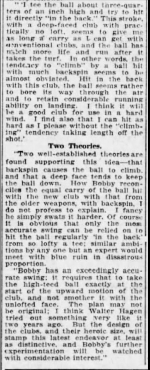 I also LOVE the use of the bamboo shaft. The use of a stiff bamboo shaft does three things: 1) Lighter weight = faster swing speed 2) Lighter shaft creates better feel 3) The kick point of bamboo over hickory is completely different! Bamboo = the graphite shaft of its day.