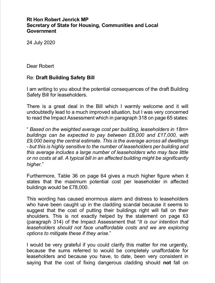 hilarybennmp's tweet photo. 1/2 My letter to @RobertJenrick about the potentially huge costs leaseholders could face as a result of the Building Safety Bill. This cannot be allowed to happen. @LeedsCladding https://t.co/lSIjjcUNbg