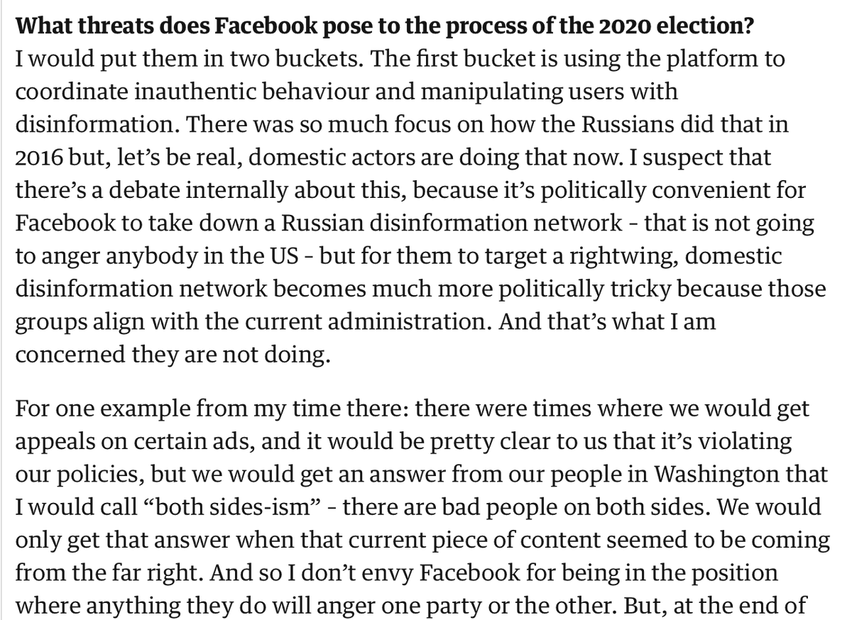Facebook: possibly might oppose Russian disinformation networks, but just might not oppose domestic alt-Right groups that use the same tactics. 