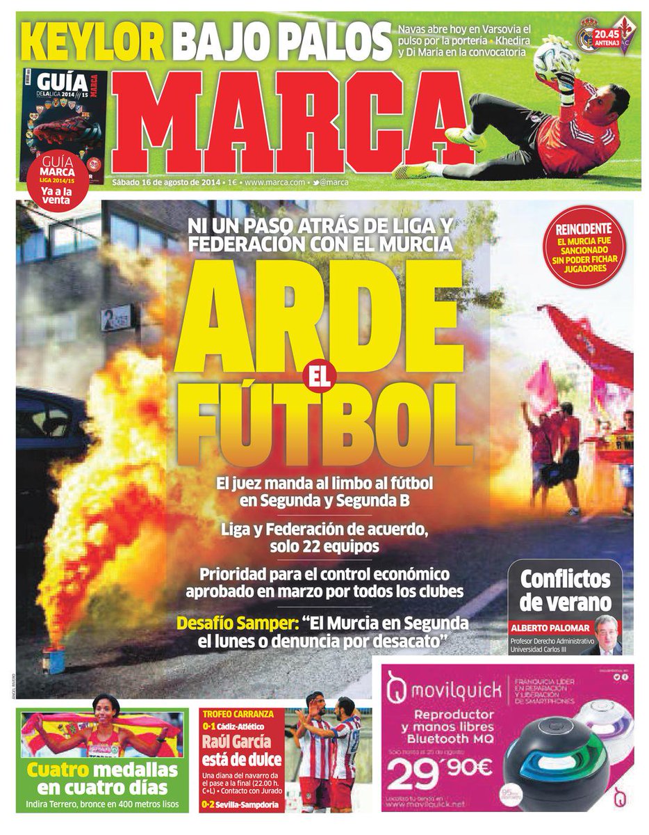 Murciamaniacos's tweet photo. COMUNICADO OFICIAL:
Arde el fútbol...
"Ni un paso atrás de Liga y Federación con el Murcia".
"LIGA Y FEDERACIÓN DE ACUERDO, SOLO 22 EQUIPOS".
#TebasVeteYA
#TebasDimision
#TebasAPrision
#JusticiaConElRealMurcia https://t.co/Kn6EJpANHs