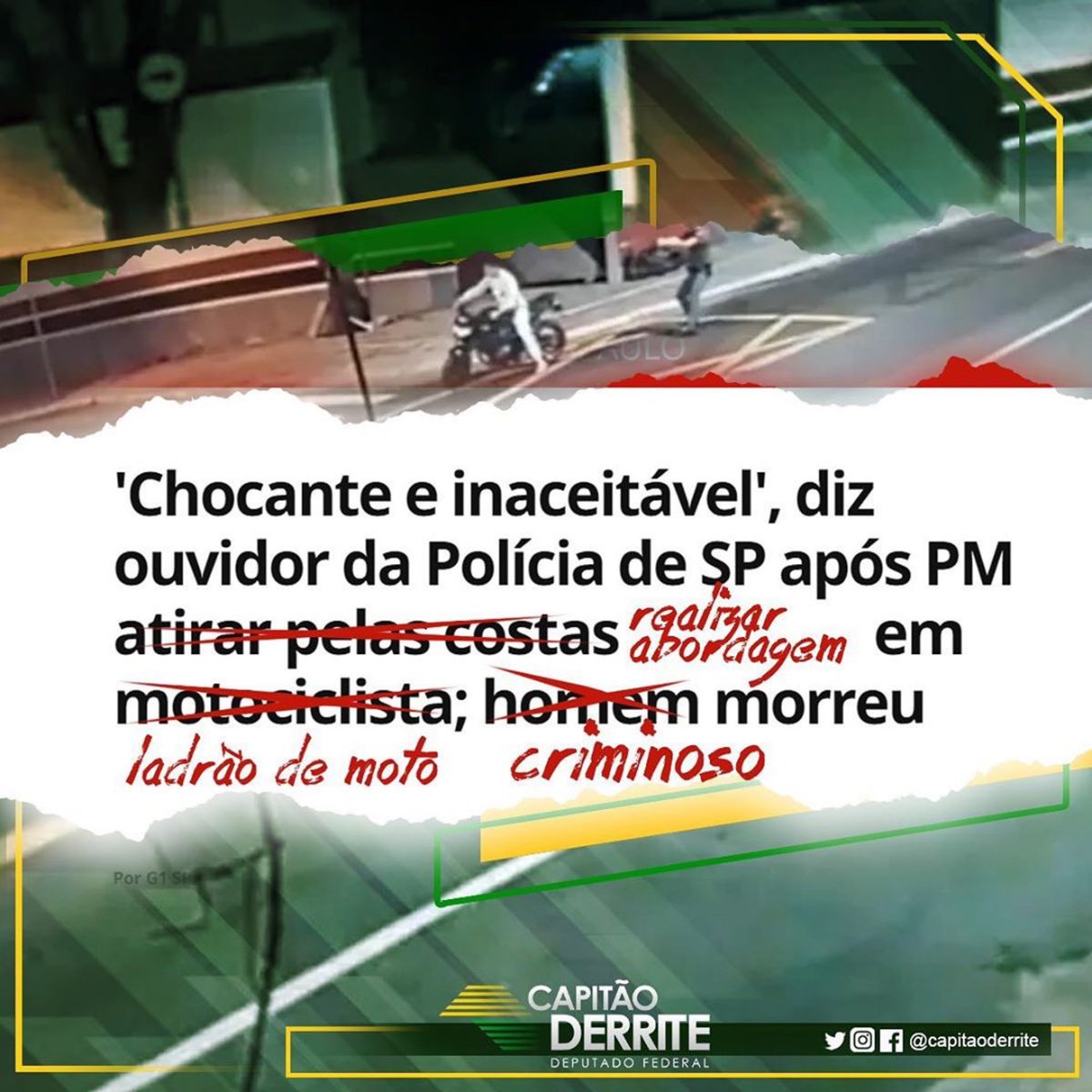 BolsonaroSP's tweet photo. Muitos policiais morrem por receio de atirar, pois sabem que a imprensa pode cair em cima, que um "brilhante jurista" vai perguntar por que não atirou na perna e se for para o júri vai pagar advogado do próprio bolso.

Então, antes julgado por 7 do que carregado por 6. https://t.co/x0A9xRuoRn