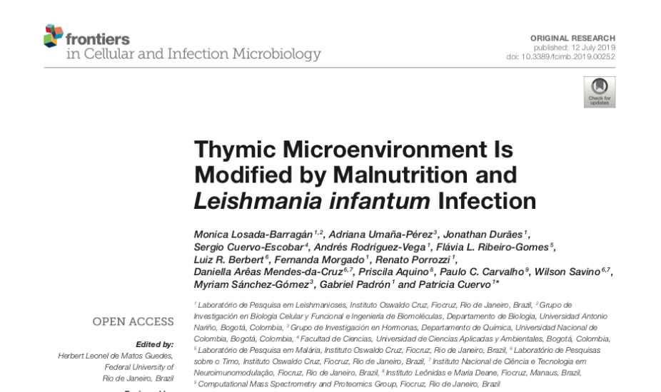 InctNim's tweet photo. Article from @FrontMicrobiol. #ThymicMicroenvironment Is Modified by Malnutrition and #Leishmaniainfantum Infection. | Author: @SavinoWilson | #Thymus #VisceralLeishmaniasis #InterstitialFluid #Proteomics #FattyAcidOxidation
https://t.co/dmEPOh4GdJ https://t.co/krR9IeLoms