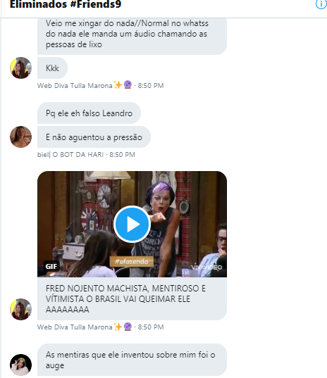 BaahBiel's tweet photo. O mais legal de participar de um reality é as amizades que você leva dele. Parece que o Fred vai levar muitas. #Friends9 https://t.co/RkBVoDqg9a