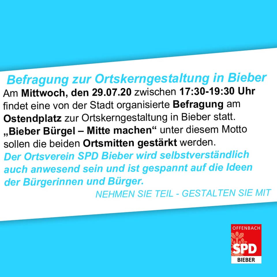 SpdBieber's tweet photo. #Bieber aktiv mitgestalten ! Notiert Euch den #Termin!

Anbei für alle Interessierten der Link:
https://t.co/3RbPYg5tcC

#Offenbach #Bieber #Hessen #SPD #SPDBieber #SPDOffenbach #Politik https://t.co/nZkGkJKVP2