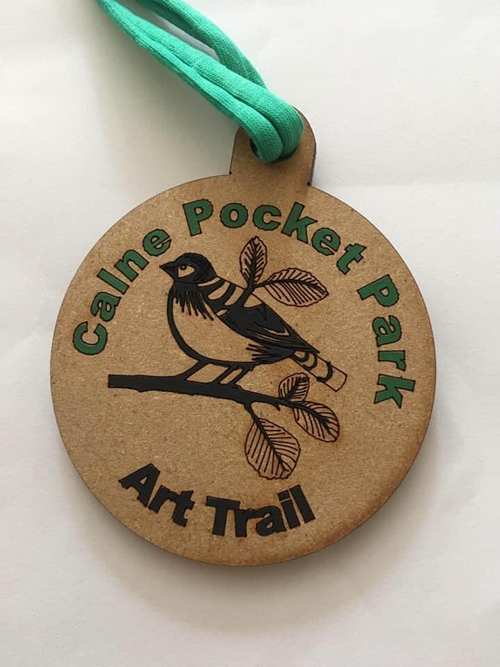 CalnePocket's tweet photo. Walk the Calne Art Trail! Everyone who completes the questions on the leaflet will get a medal🥇!! The leaflet's can be found in a box by Pocket Park shed. N.B. there is no upper age restriction but we suggest under 12 year olds be accompanied by an adult. https://t.co/XLbkM87X5U