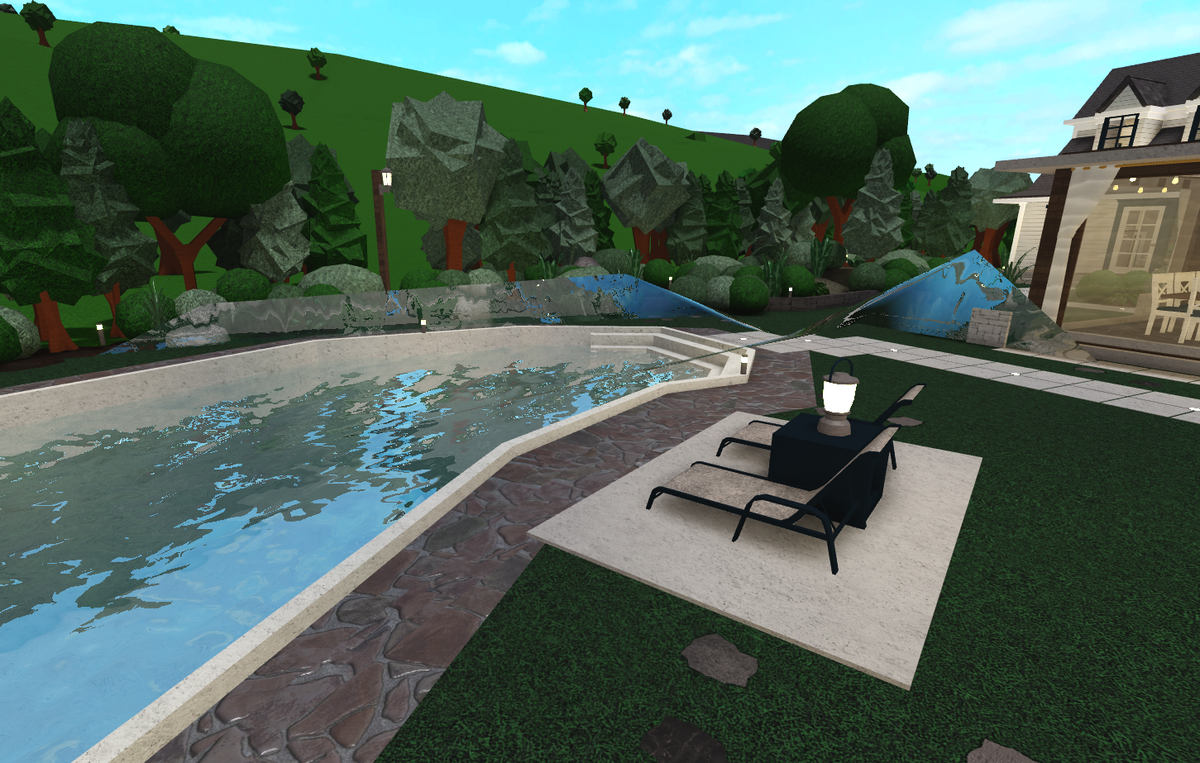 Jo On Twitter I Think My Pool Is Drunk Roblox Bloxburg Welcometobloxburg - how to make a pool in roblox bloxburg