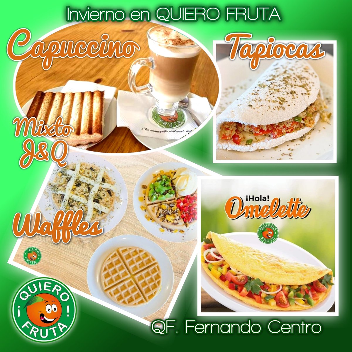 QFrutaFC's tweet photo. Los elegidos de invierno en QUIERO FRUTA
#capuccino ☕
#mixtocaliente 🥪
#waffles 🥞
#tapioca 🥙
#omellete 🌮
Delivery al 📲0985-589401
Vení a nuestro local en 👨‍👩‍👦‍👦 #FernandoDeLaMora #QuieroFrutaFernandoCentro https://t.co/uqovdKyJur