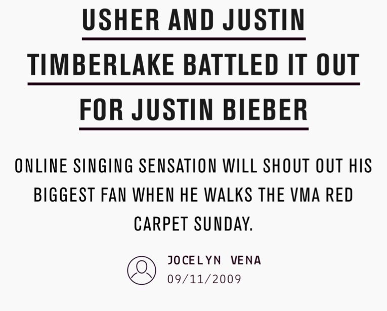 In 2008 Usher and Justin battle for than internet star Justin Bieber. Usher wins.