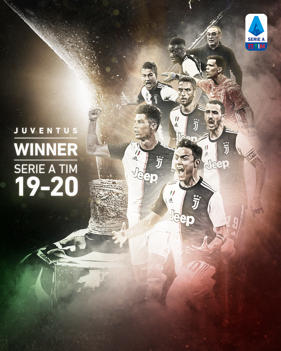 Trionfo bianconero: è il 9° Scudetto consecutivo.
La <a href="/juventusfc/">JuventusFC</a> è Campione d'Italia 2019/2020.
#SerieATIM #WeAreCalcio