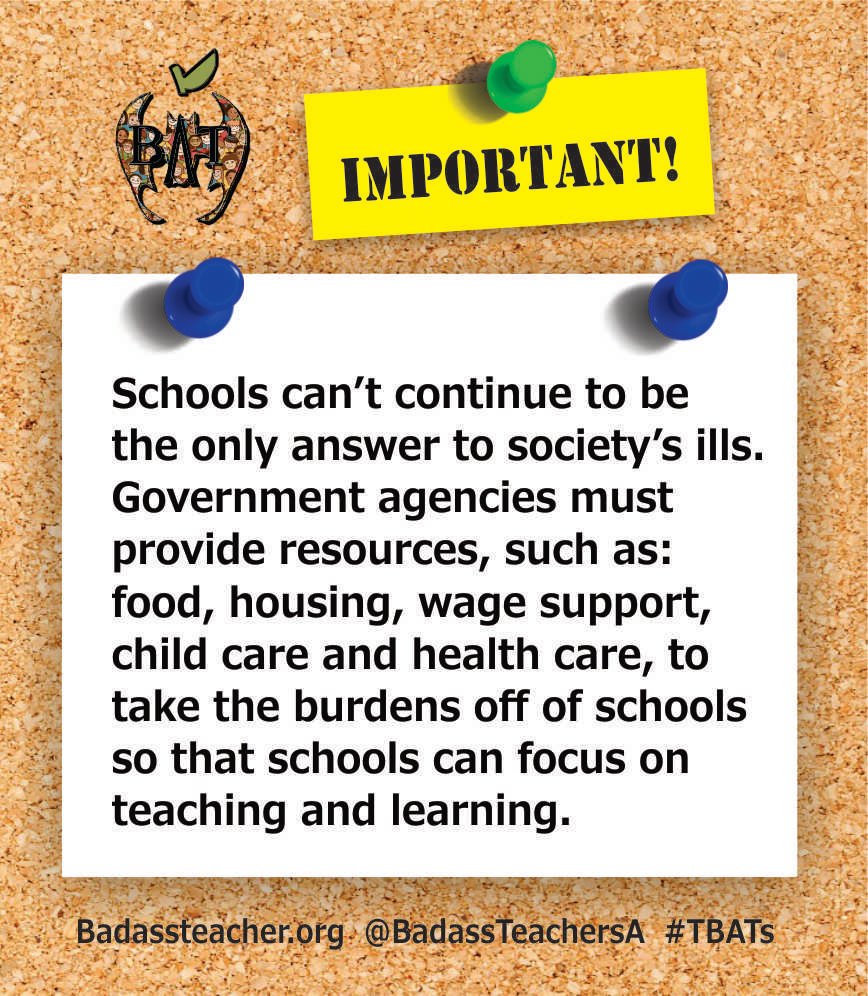Teachers are told every injustice, inequity, and societal problem is our problem to fix. But it takes more than just us. Especially in the time of #Covid19. #TBATs