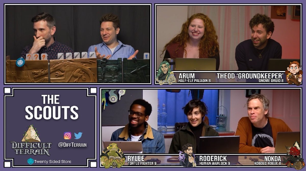 DiffTerrain's tweet photo. Episode 3 of #DifficultTerrain starts tonight at 9pm EDT on https://t.co/jG5XNUet23 ! Join us for a skillfully crafted #Dnd story told by a cast of talented #Actors playing multiple PCs! Tonight we meet our third party - The Scouts! #roleplay #storytelling #rpg https://t.co/ybGKijfz22