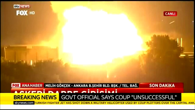 Ada beberapa laporan mengatakan jet pejuang diterbangkan untuk menembak helikopter.Pemimpin TC kemudian mengenakan Martial Law. Warga Turki di luar semua diarahkan masuk ke rumah dan tidak keluar