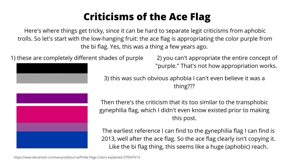 So much of the "criticism" of the ace flag comes from a place of bad-faith that it can be hard to untangle what's real, what's fake, and what's purposefully exaggerated. (9/?)