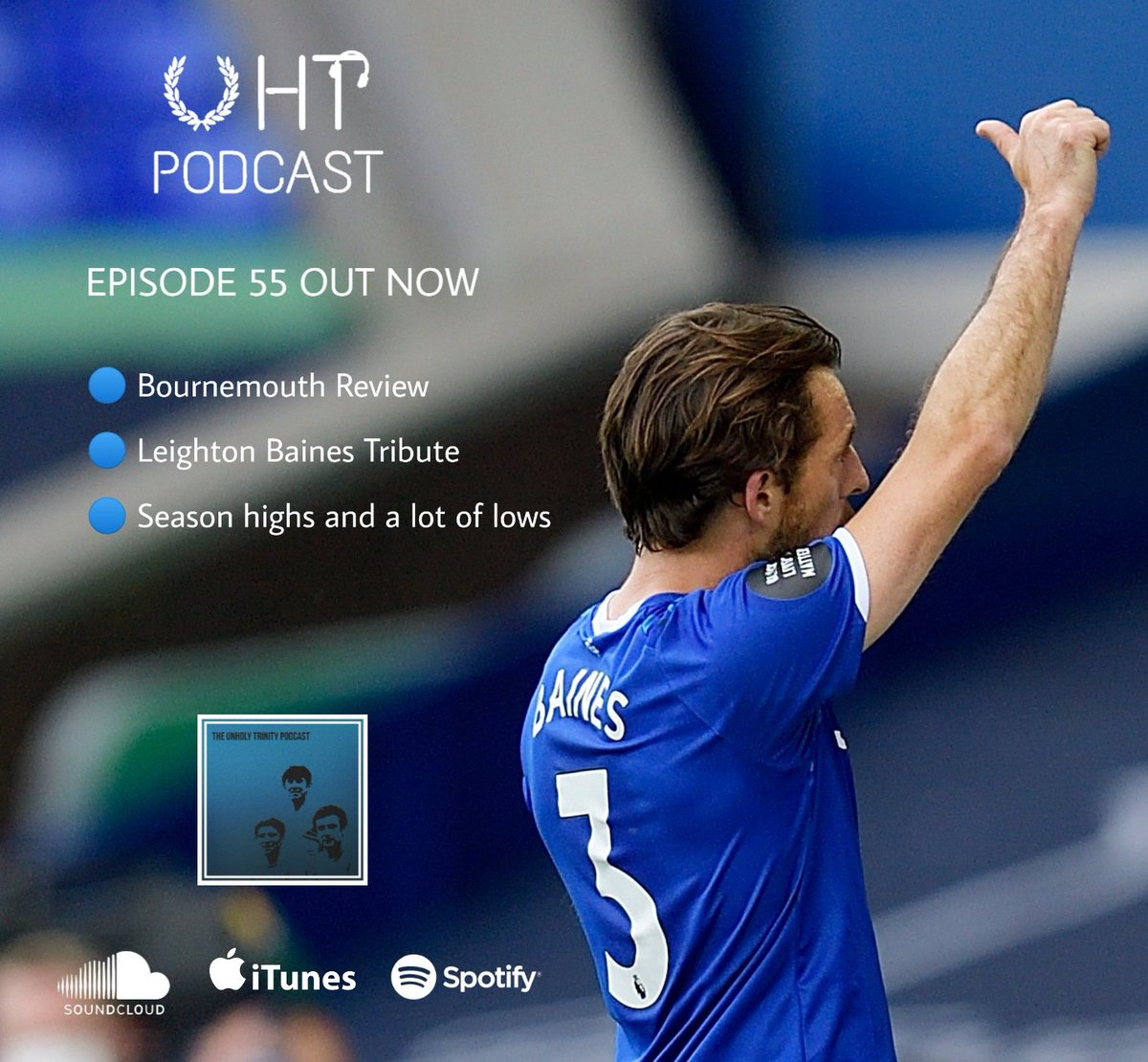 UHTPodcast's tweet photo. 🚨🚨🚨Episode 55 Out Now🚨🚨🚨

With special guest @Max_Carlyle

🔵 Bournemouth Review
🔵 Leighton Baines Tribute
🔵 Season highs and a lot of lows

Available now on @SoundCloud, @iTunes and @Spotify

#UHTPodcast #EFC #COYB #Everton https://t.co/n5BWeZvS6s