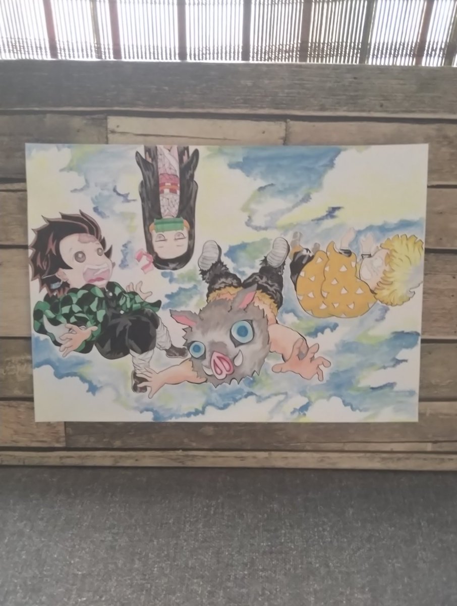 ロカロカ Na Twitteru 鬼滅の刃 ミニキャライラスト 落ちる４人 鬼滅の刃イラスト コピック 水彩絵具 Demonslayer 鬼滅の刃