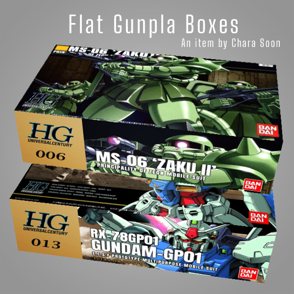 GundamSims's tweet photo. Flat Gunpla Boxes
Three Variations. Zaku II, Unicorn Gundam &amp; Gundam Gp01
https://t.co/OXytGpLyGM
#Sims4 #Gundam #TS4cc 

Want to buy me coffee? Or Donate.
https://t.co/bNndT5Zzc0 https://t.co/PqPZA17GLC