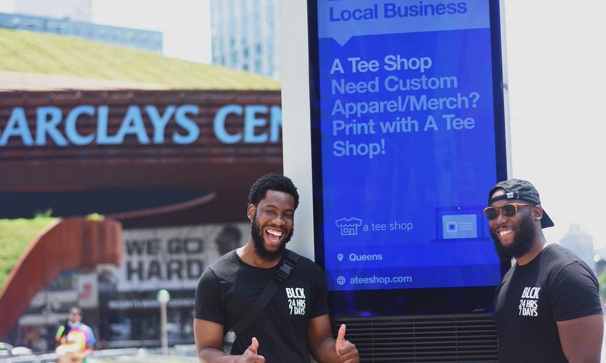OrgnlDoz's tweet photo. Me and my bro business ad for @a_teeshop running by the Barclays. Blessed 🙏🏾 https://t.co/O6ScvdIDmr