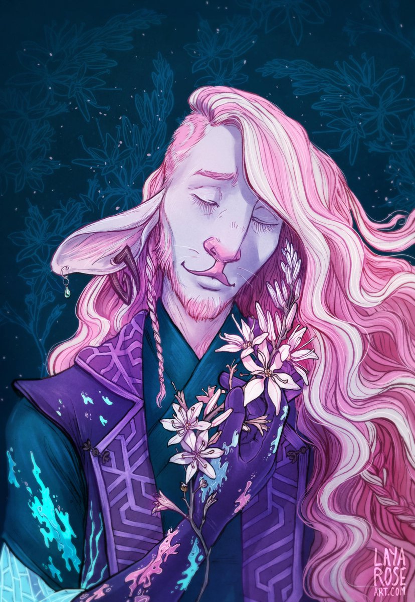 layahimalaya's tweet photo. It's Caduceus's anniversary today! here he is 🌺🍄🌸#caduceusweek #criticalrolefanart @executivegoth https://t.co/vWdvGMi8wS