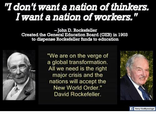 foundconscious_'s tweet image. لمن يتسأل من وراء منظمه الصحه العالميه هم احد مؤسسين الماسونيه روكفيلير اغنى عائله صهيونيه بالعالم يمتلكون العالم كله يريدون التحكم بالعالم عن طريق الفايروس و اللقاح و هذه احد اقوالهم عن النظام العالمي الجديد و تحديدا يقصدون فايروس كورونا الوباء الكبير لتغير العالم😉