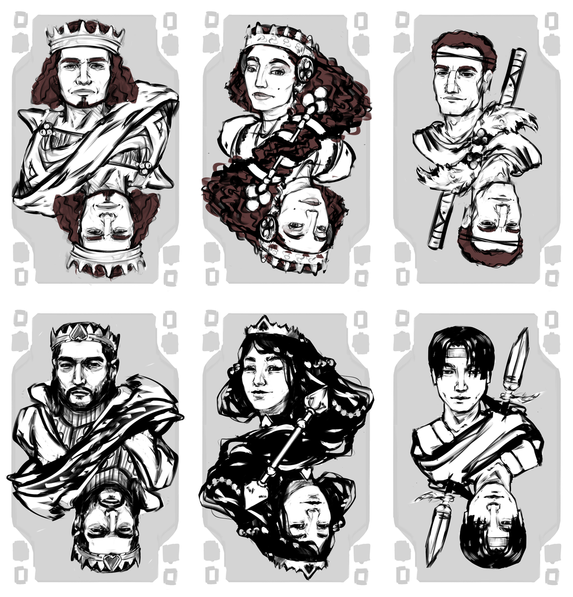 I desperately need some fresh eyes - what you think about character design?
is it consistent?
which ones you like most and least?
what do you think of use of different races/types?
does it clash with not historical clothes or is it fine?

I *need* your insight ༼ つ ◕_◕ ༽つ 